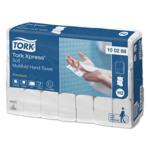 Tork 100288 Skladané papierové uteráky QuickDry, 2310 útržkov, 2 vrstvy, biele